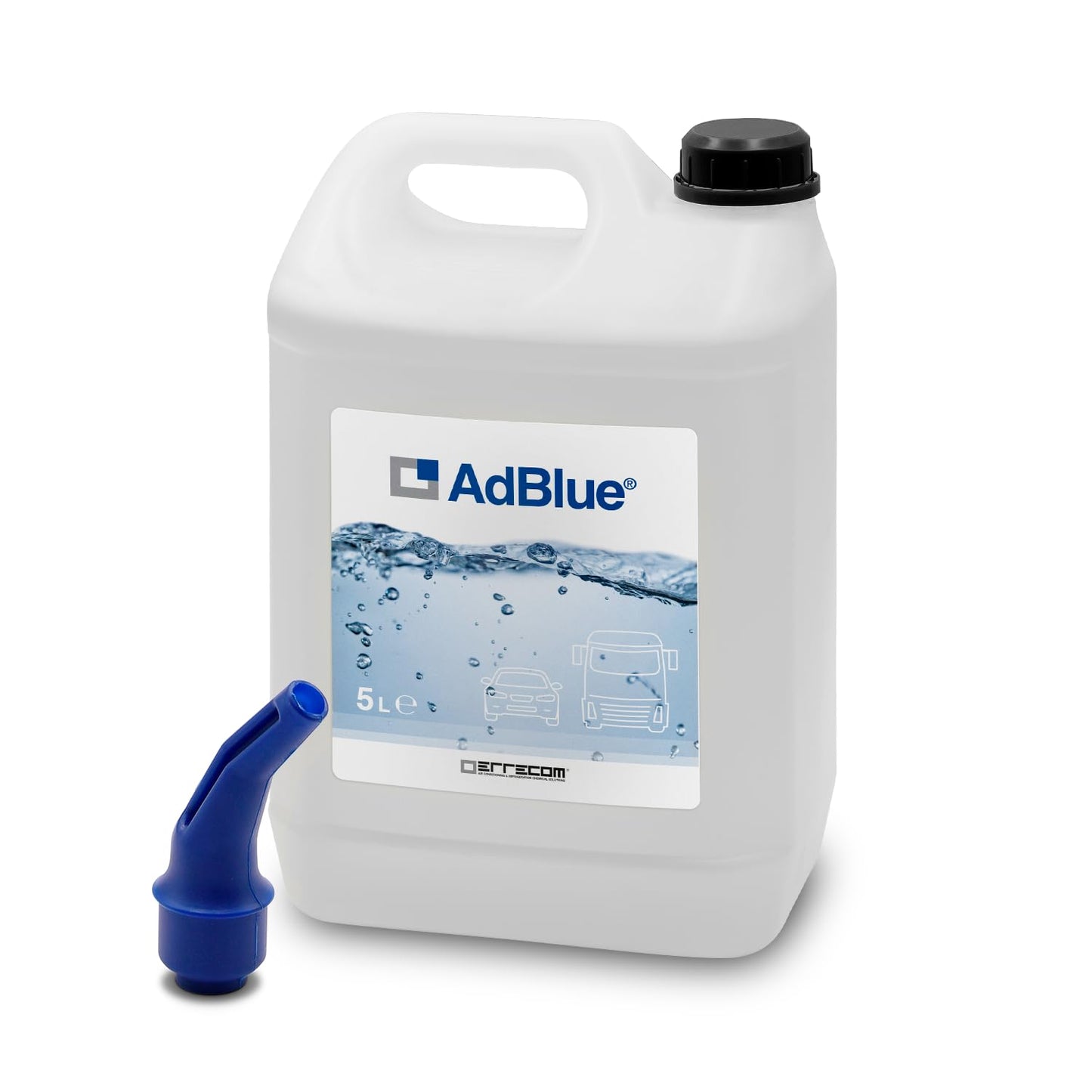 AdBlue® ar izliešanas uzgali, urīnvielas bāzes dīzeļdzinēja piedeva NOx emisiju samazināšanai, saskaņā ar ISO 22241-1, 5 L tvertne
