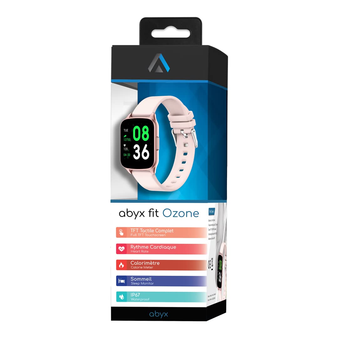 ABYX Montre Connectee Ozon Rose Poudree - Smartwatch with fitness tracking, heart rate monitor, and stylish design.
