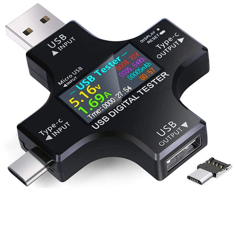 USB tester 2-in-1, skaitmeninis multimetras, srovės matuoklis, galios matuoklis, įtampos voltmetras, srovės, galios ir talpos detektorius