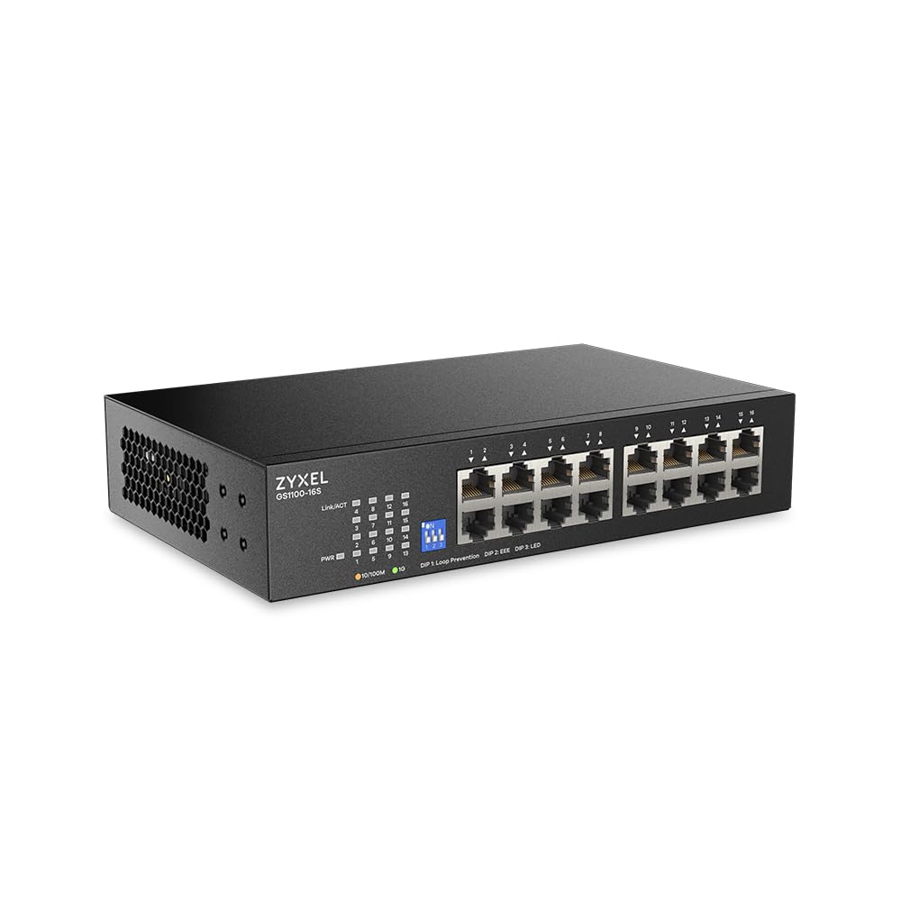 16 portu Gigabit tīkla komutators Zyxel GS1100-16S, nepārvaldīts slēdzis