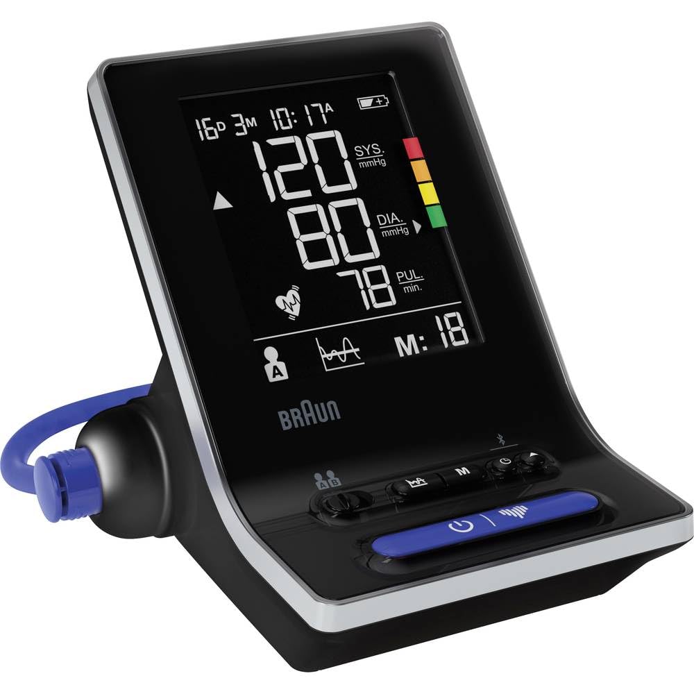 Inteliģentais Braun ExactFit 5 Connect augšdelma asinsspiediena mērītājs | Braun Healthy Heart lietotne | Klīniski pierādīta precizitāte | Krāsu kodēta displeja rādījumi | 2 manšetes izmēri | Mājām | BUA6350