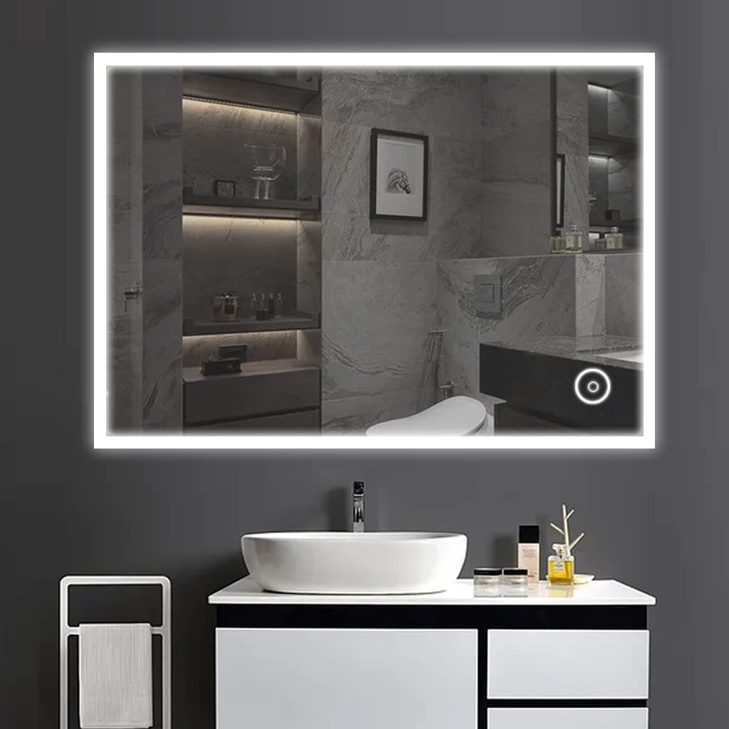 Dripex vannas istabas spogulis ar apgaismojumu 80x60cm, sienas spogulis ar kontaktligzdu