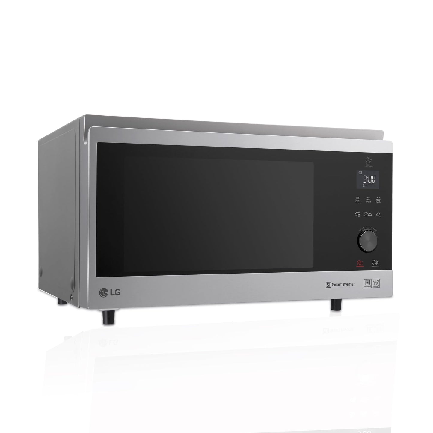 LG MJ3965ACS - Mikroviļņu krāsns 4 in 1 Smart Inverter; maksimālā jauda konvekcijai 1850 W, grilam 950 W, mikroviļņiem 1100 W; 39 l ietilpība; nerūsējošais tērauds