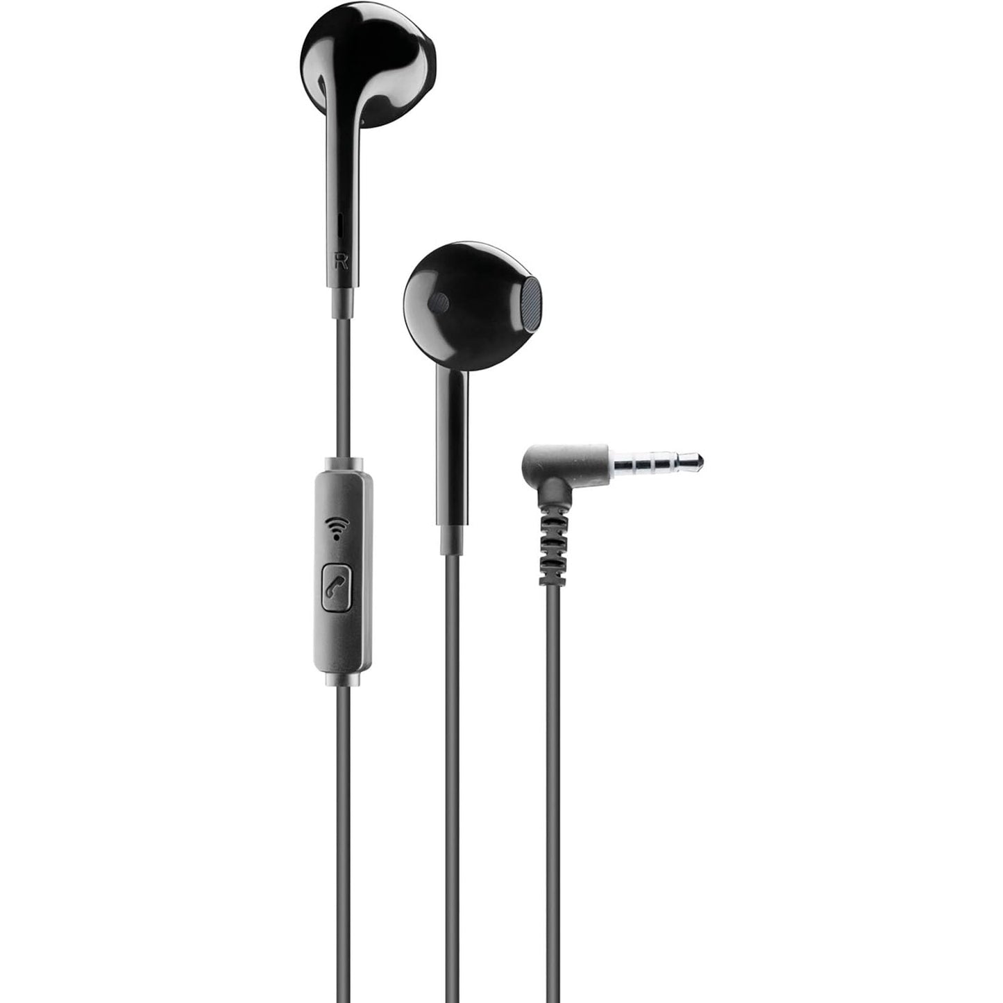 Cellularline Voice Capsule - Wired headphones with microphone, 3.5mm jack, sleek black design.