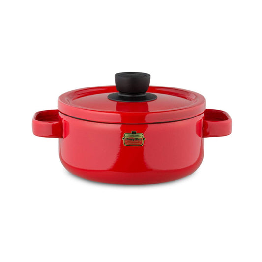 Honeyware Solid Line Enamel Pot - 20 cm diameter, 3.0 liters, red, suitable for all stove types including induction