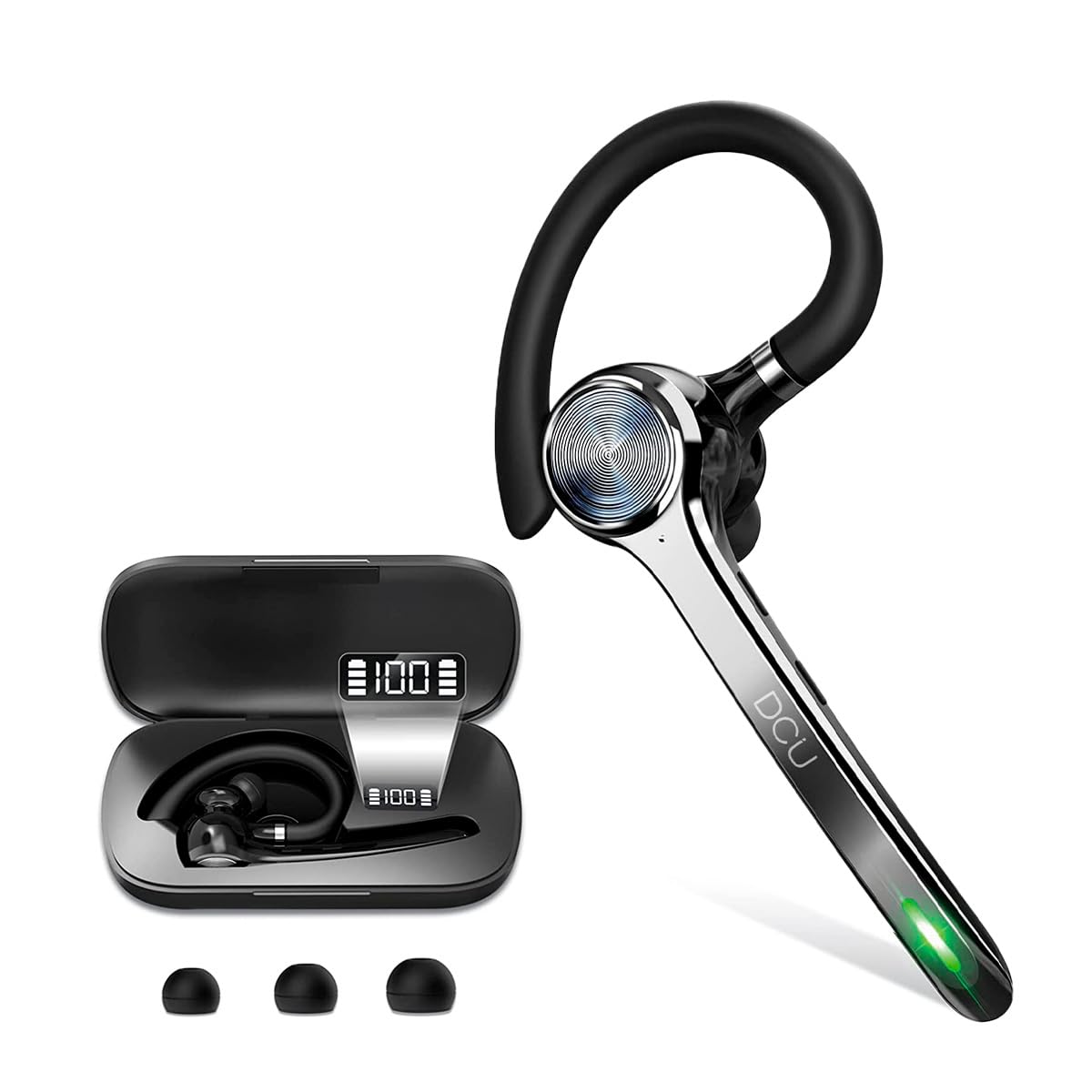 DCU TECNOLOGIC – Bezvadu mono Bluetooth 5.0 austiņas ar divpunktu savienojamību un zvanu funkcijām
