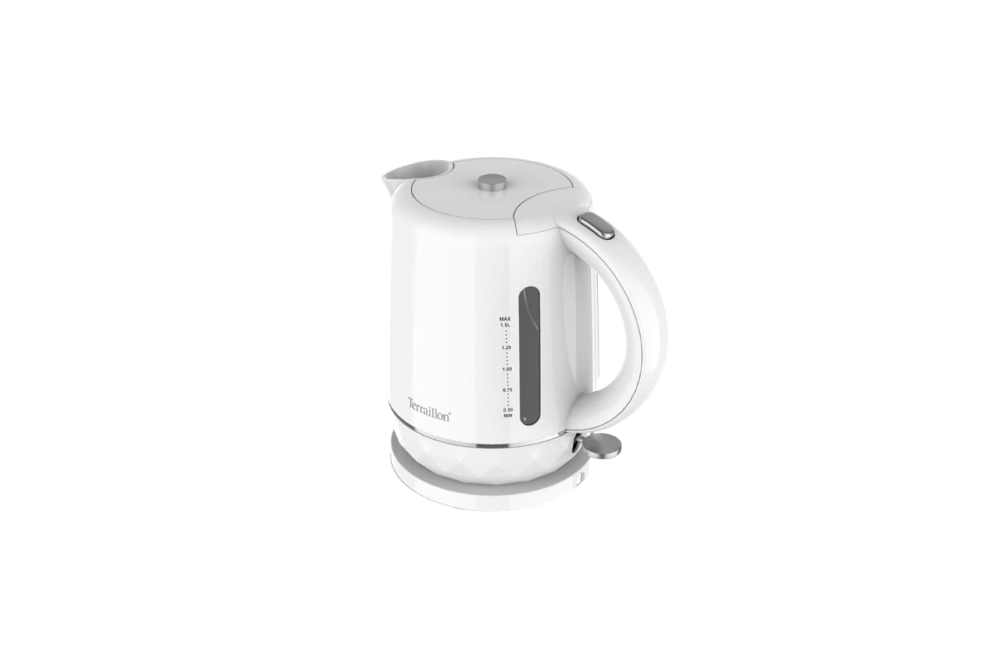 TERRAILLON elektriskā tējkanna - 1,5 l, 2200 W, 360° rotējošs pamatne, automātiska izslēgšanās, ūdens līmeņa indikators.