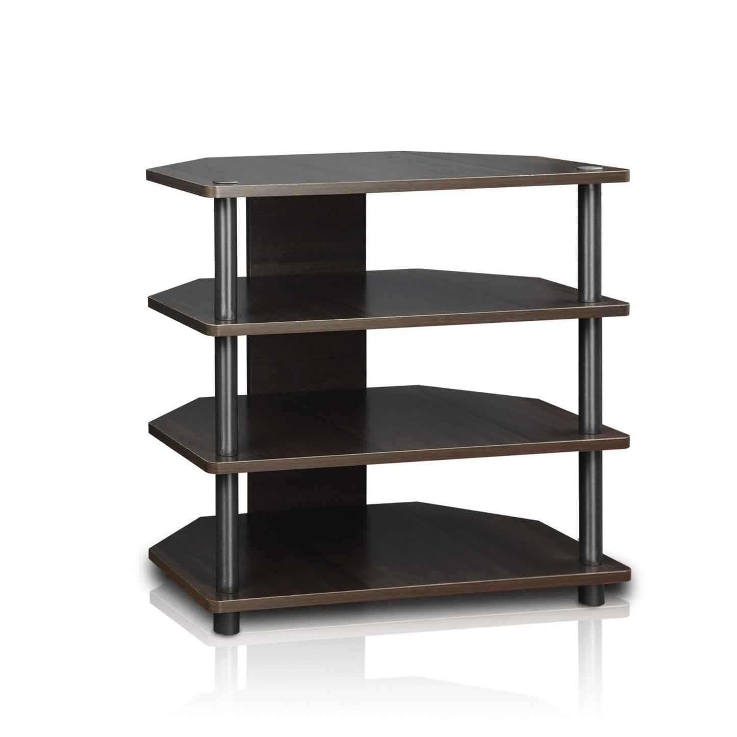 Furinno TV skapītis ar 4 plauktiem, koks, espresso/melns, 37.08 x 37.08 x 58.93 cm