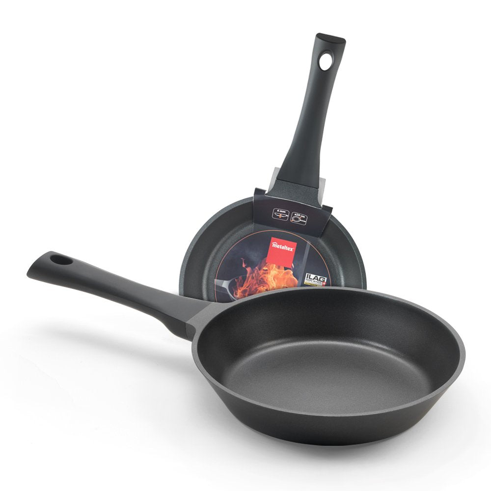 Metaltex XPERT-2 pans - 20 & 24 cm, ILAG 3-layer non-stick, full induction, aluminum, black, suitable for all stovetops