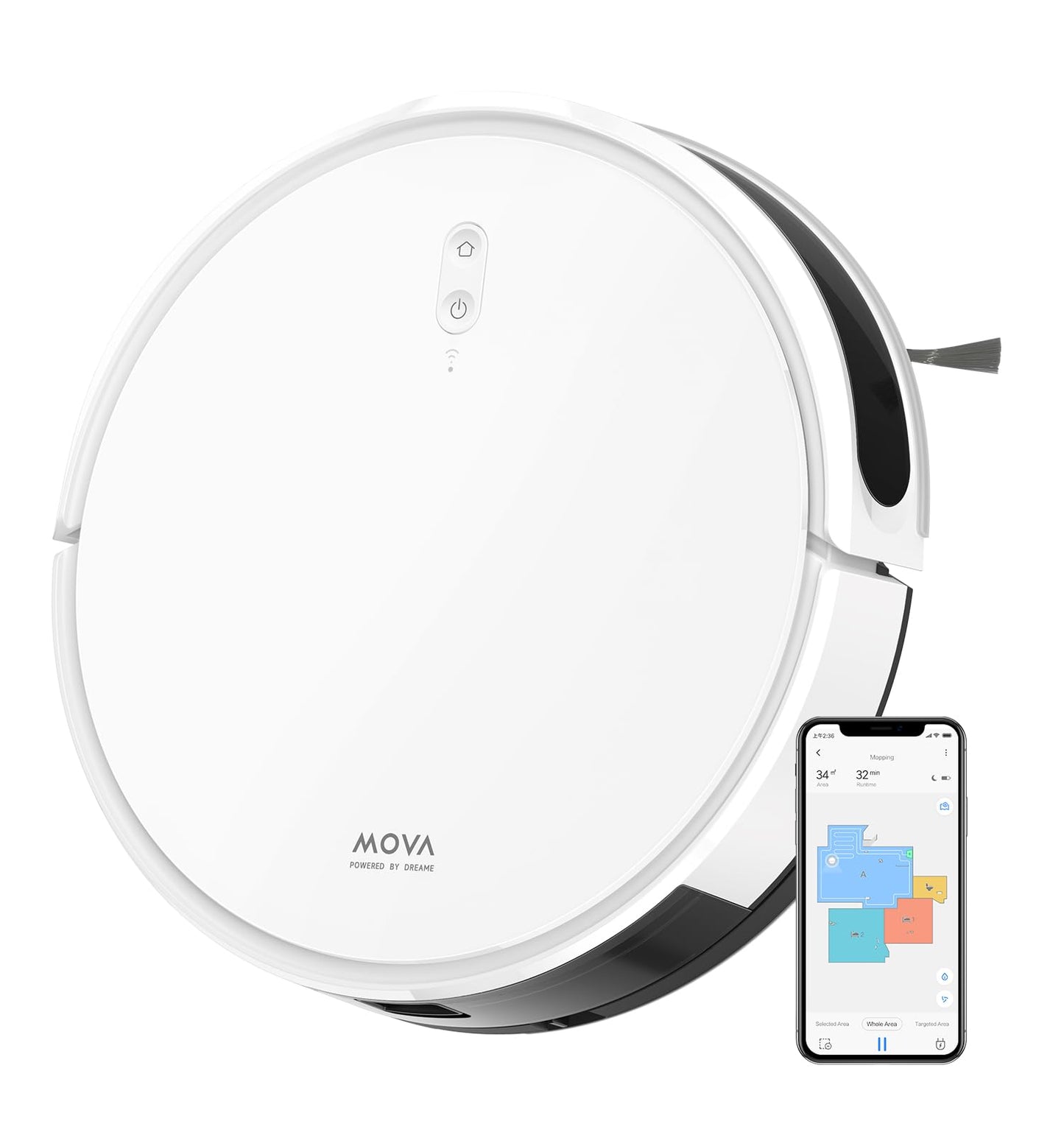 Dreame Mova M1 - 4500 Pa suction power, compact design, Solid-Fixed mapping, 2-in-1 vacuum and mop device.