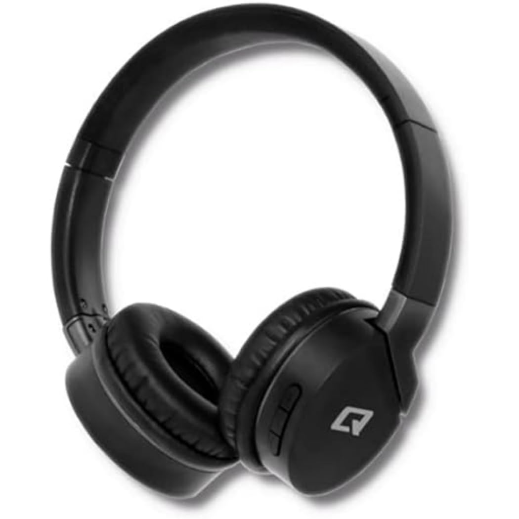 Qoltec 50825 - Wired and wireless headphones with headband, Micro-USB, Bluetooth, black and gray design for calls and music.