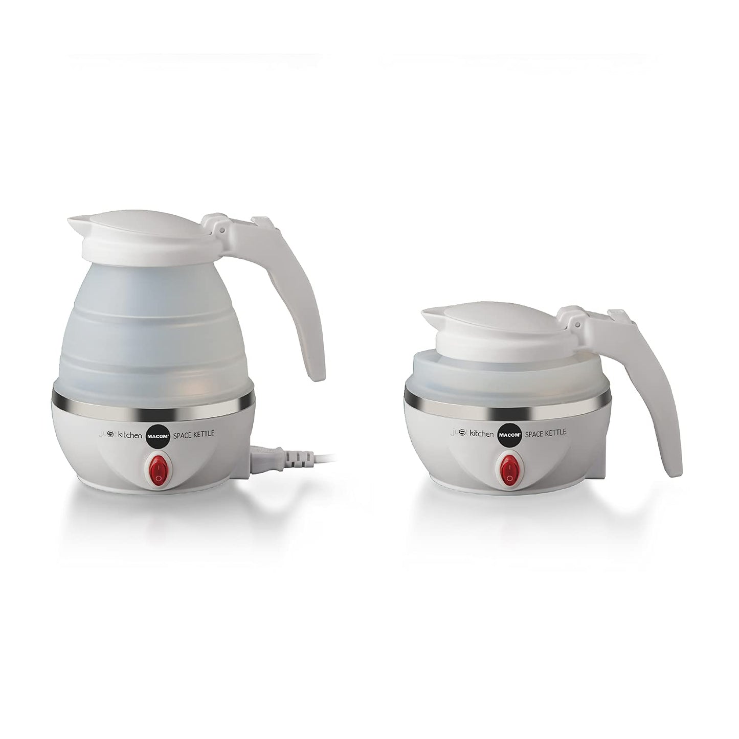 Macom Just Kitchen 862 Space Kettle - collapsible, space-saving, travel-friendly, white plastic electric kettle
