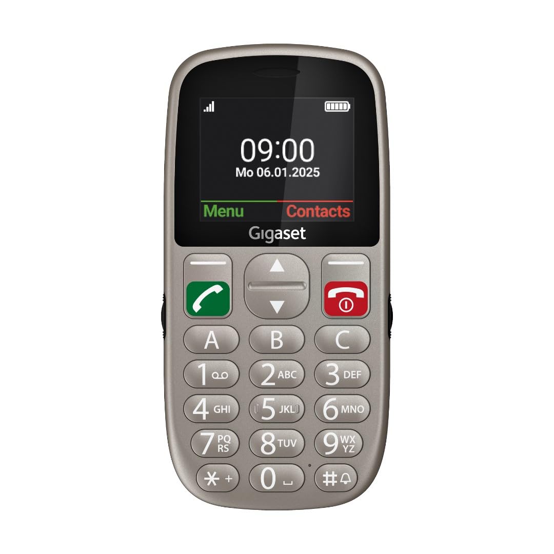 Gigaset GL395 mobilais telefons senioriem, lielas pogas, SOS trauksmes poga, IP44, bez līguma, 2,2 collu TFT krāsu displejs, Titanium
