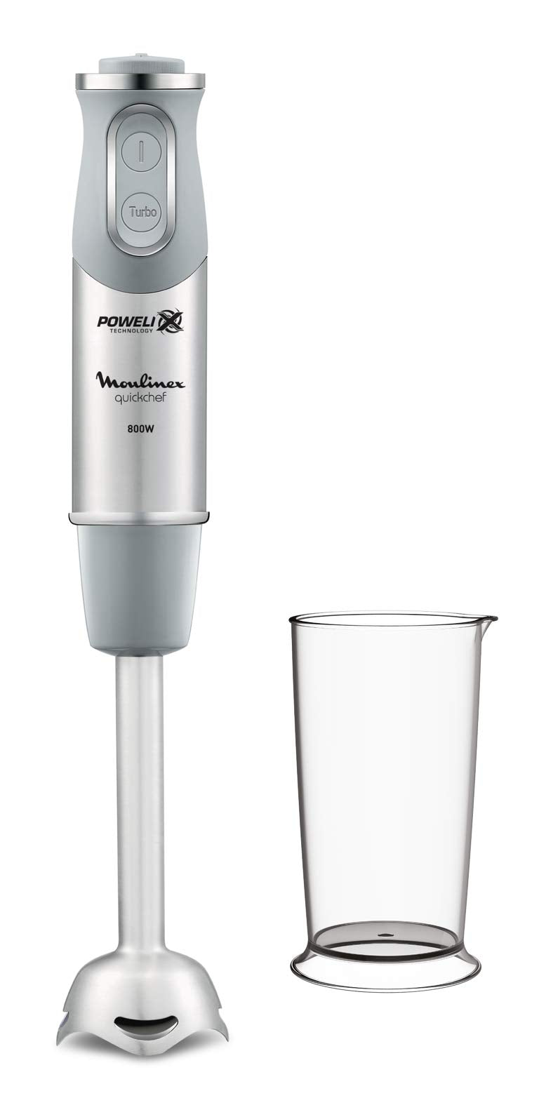 Rowenta Moulinex DD650D Quickchef1in1, tērauda pamatne, Powelix tehnoloģija, 10 ātrumi iegremdējamais mikseris, nerūsējošais tērauds, pelēks