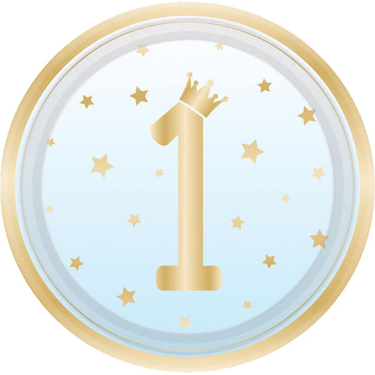 amscan 8 šķīvji - Blue Ombre dizains, ideāli pirmajai dzimšanas dienai zēnam, papīra ballīšu šķīvji.