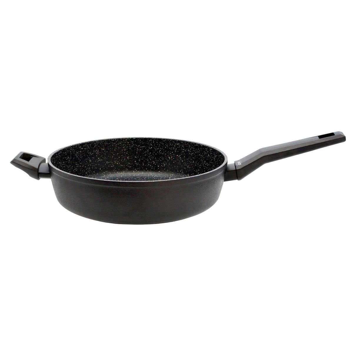 ELO Dziļā Panna 28cm Granīts - Melna, plastmasas rokturi, ideāla sautēšanai un cepšanai.