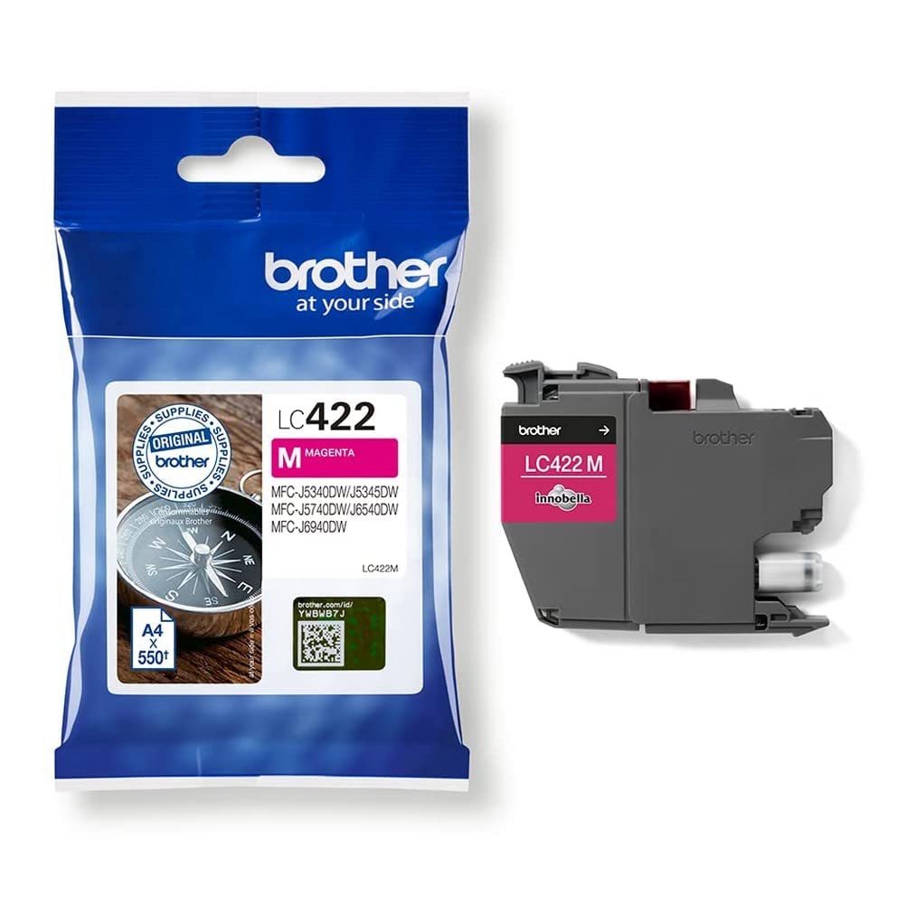 Brother LC-422M Magenta Ink Cartridge - 550 pages, compatible with MFC-J5340DW, J5345DW, J5740DW, J6540DW, J6940DW.