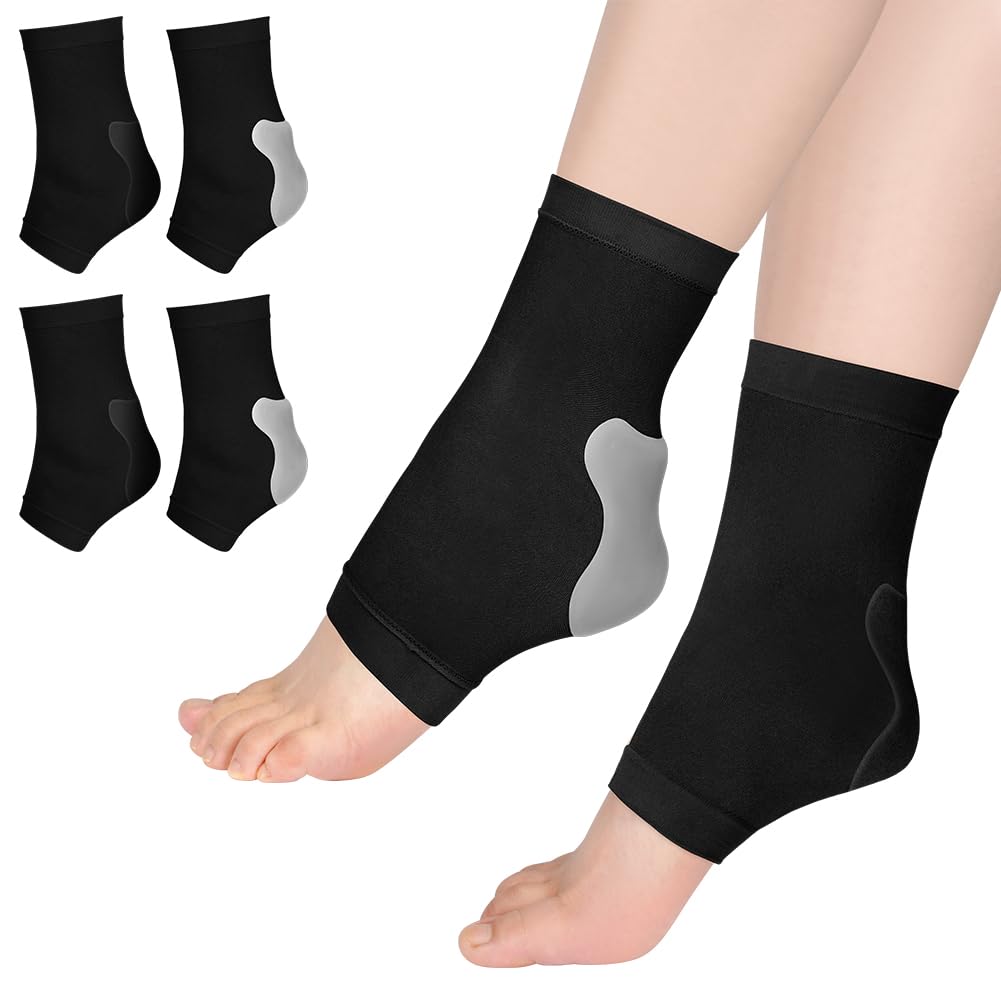 Potītes bandāža Fefod Achilles Tendonitis Heel Protector Socks, 2 pāri Ahileja cīpslas atbalsta kompresijas zeķes ar gēla polsterējumu plantāra fascīta, artrīta un Ahileja cīpslas sāpēm sievietēm un vīriešiem
