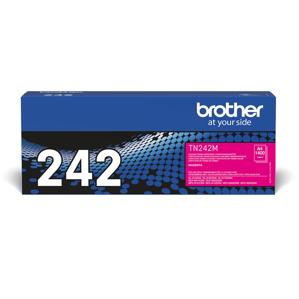 Brother TN-242M Magenta Toner Cartridge - High-quality print, compatible with HL-3142/52/72 series printers.