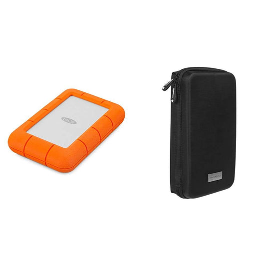 5. LaCie Rugged Mini, 4 TB, portatīvā ārējā cietā diska, 2.5 collas, USB 3.0, Mac & PC, modeļa nr.: LAC9000633 & Amazon Basics universāla soma elektroniskām ierīcēm
