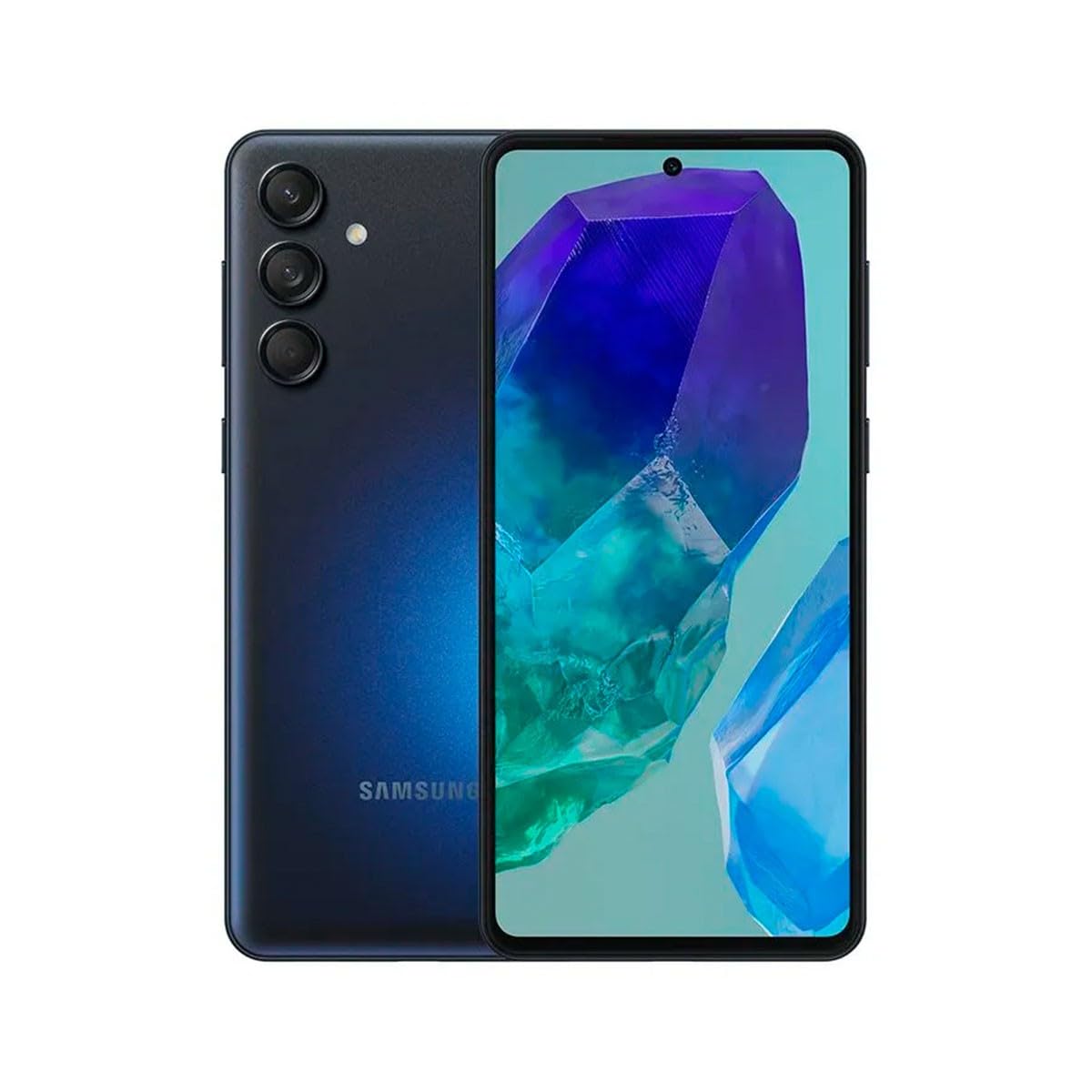 Samsung Galaxy M55 5G - 6.7" Octa Core, 128 GB storage, 8 GB RAM, sleek black design.