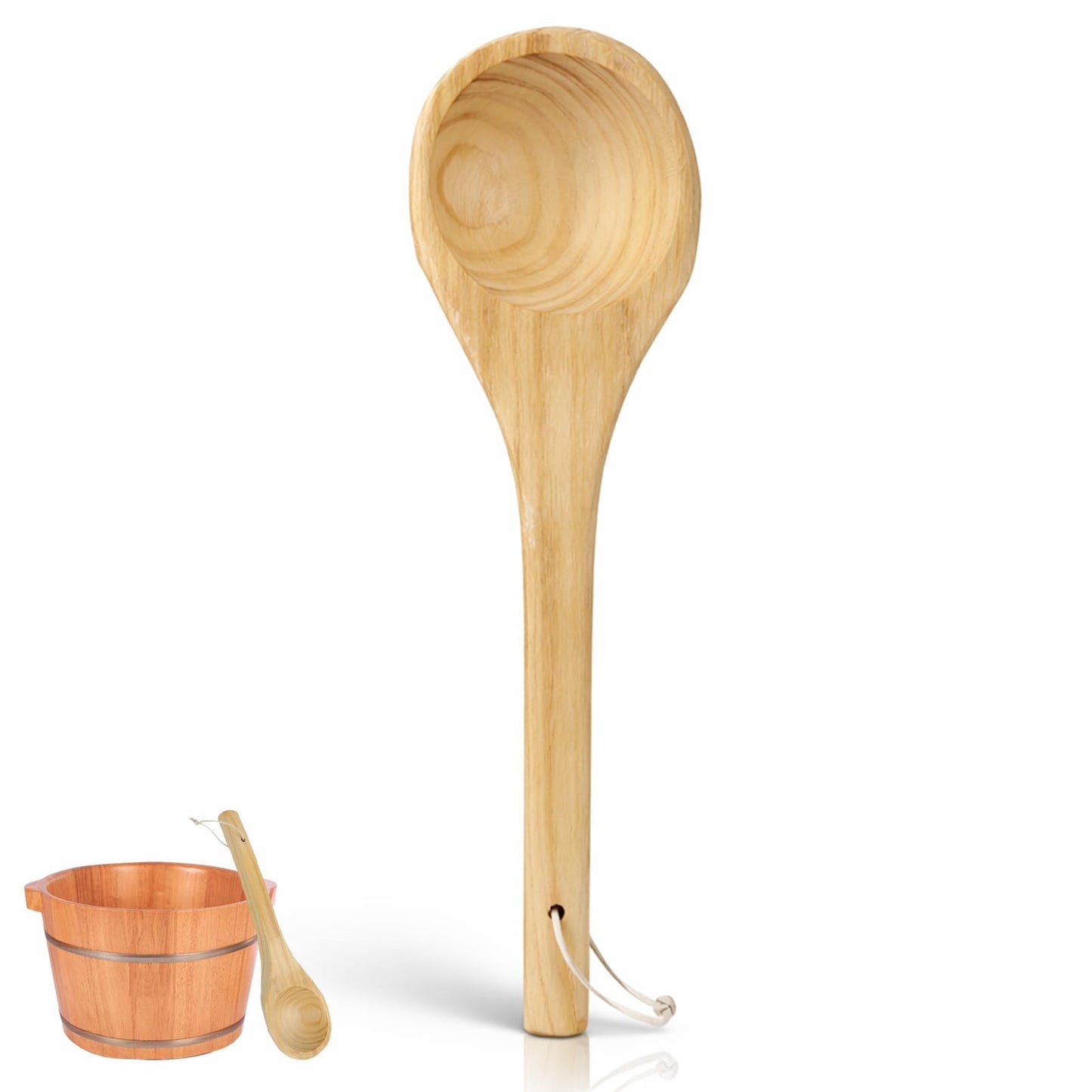 Saunas kausiņš, koka saunas karote, roku darbs karote, koka sāls vannas karote, saunas piederumi, saunas kausiņš no koka, uzliešanas kausiņš, saunas karote, smelšanas karote saunai, garums 39cm