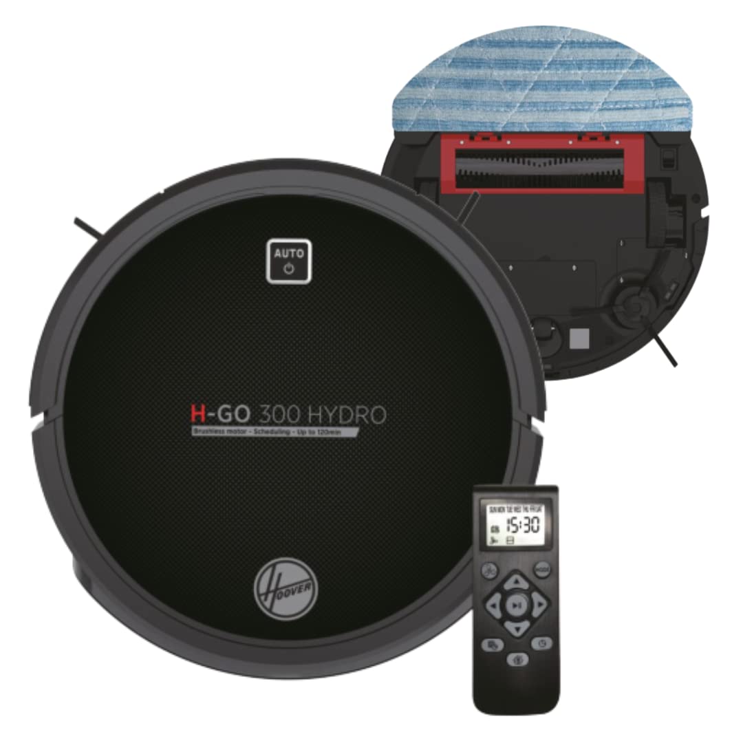 Hoover H-GO 300 Hydro - robotizēts putekļsūcējs ar mazgāšanas funkciju, 5 programmām, 120 min. darbības laiku, šķēršļu sensoru.