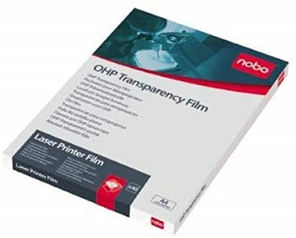 Nobo 33633740 - A4 laser printer film, 120 microns, pack of 50 sheets, ideal for high-quality printing.