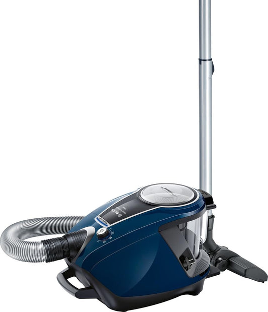 Bosch BGS7RCL vacuum cleaner - 3L capacity, black and blue, durable plastic design, powerful suction performance.