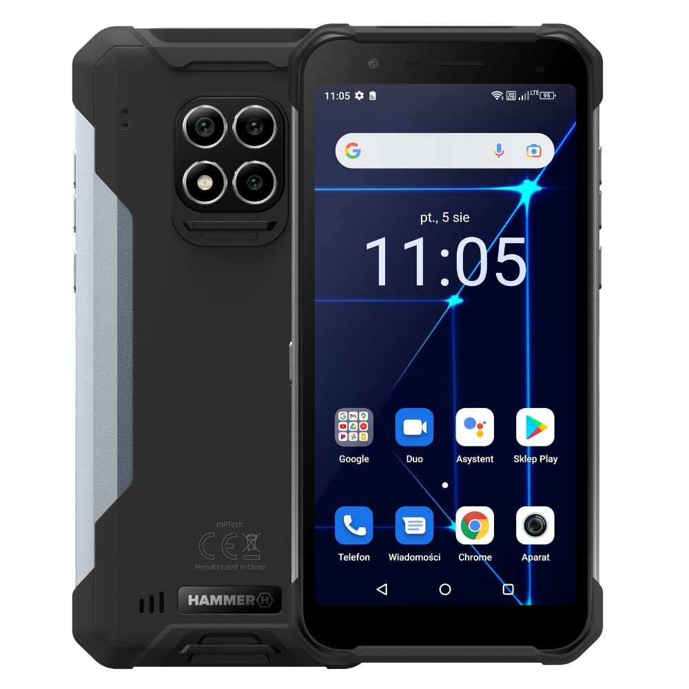 HAMMER Construction 6" IPS - IP69 military smartphone, waterproof, shockproof, 6000mAh battery, Android 12, 128GB, Dual SIM.