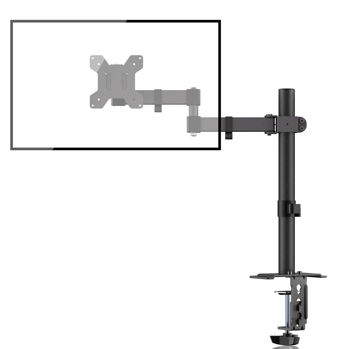 Monitora stiprinājums Bracwiser, roka 13-32 collu LCD LED ekrāniem līdz 10kg, augstumā regulējams ekrāna turētājs, 2 montāžas opcijas, VESA 75x75/100x100, 1 monitors (MD7421)