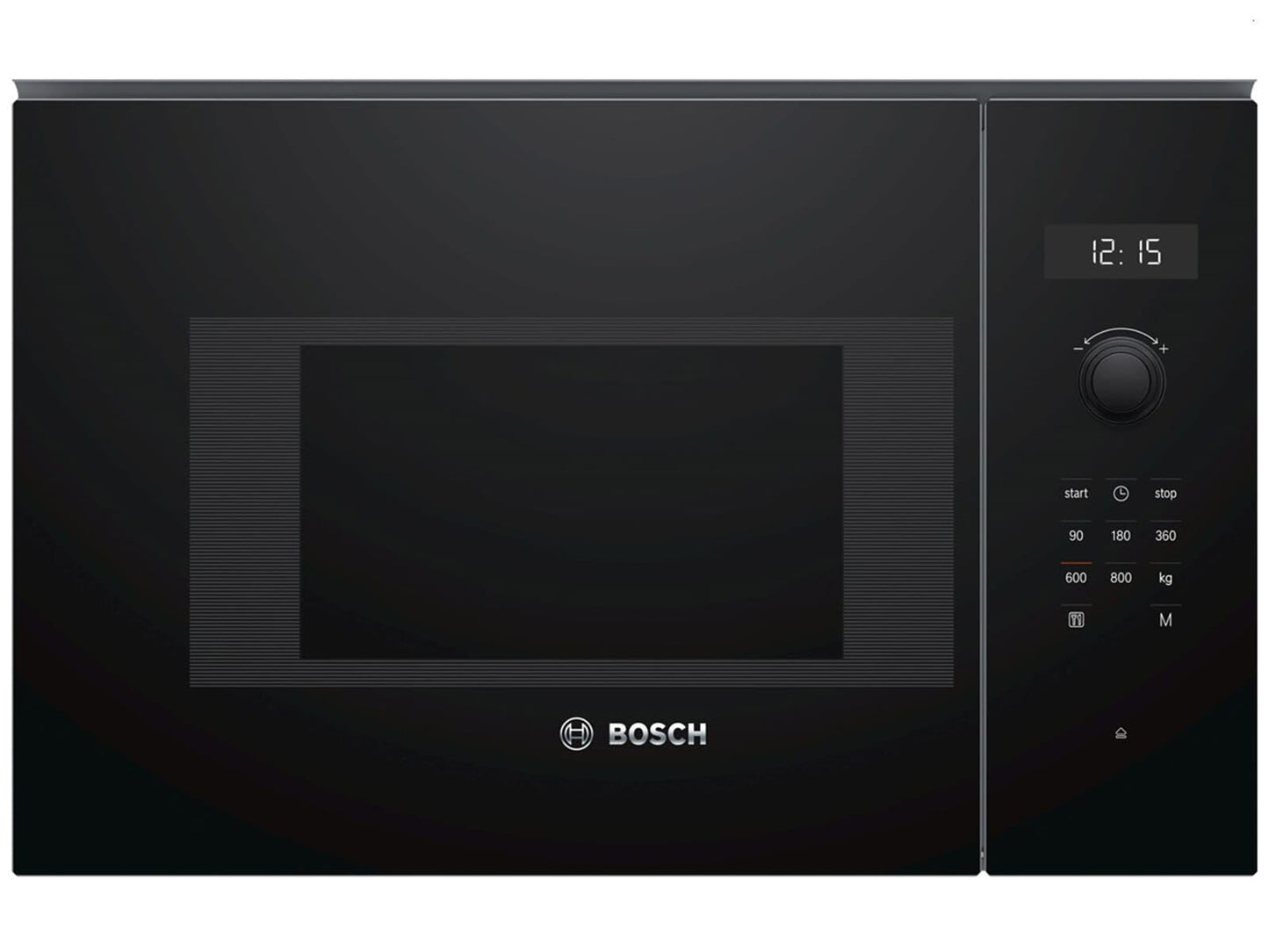 Bosch BFL524MB0 Sērija 6 Iebūvēta mikroviļņu krāsns, 38 x 60 cm, 800 W, griežamais šķīvis 25,5 cm, durvju piestiprinājums pa kreisi, AutoPilot 7 7 automātiskās programmas, tīrīšanas atbalsts, LED skārienekrāns, melns