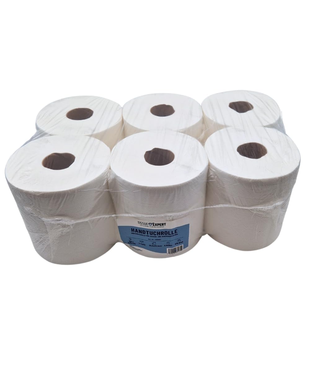 Papīra dvieļu ruļļi Tissue Expert, 2 kārtu, balti, 6 ruļļi, 675 loksnes, universāli