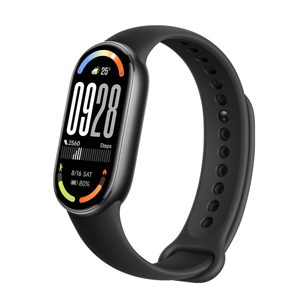 Xiaomi Smart Band 10 viedpulkstenis, fitnesa aproce, 1,72" AMOLED displejs, 21 dienas akumulators, 5ATM ūdensizturība, SPO₂ un sirdsdarbības mērīšana, miega uzraudzība, 150+ sporta režīmi, melns