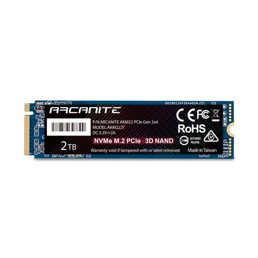 ARCANITE 2 TB NVMe M.2 2280 SSD - High-speed PCIe Gen 3x4 internal solid-state drive for enhanced performance.