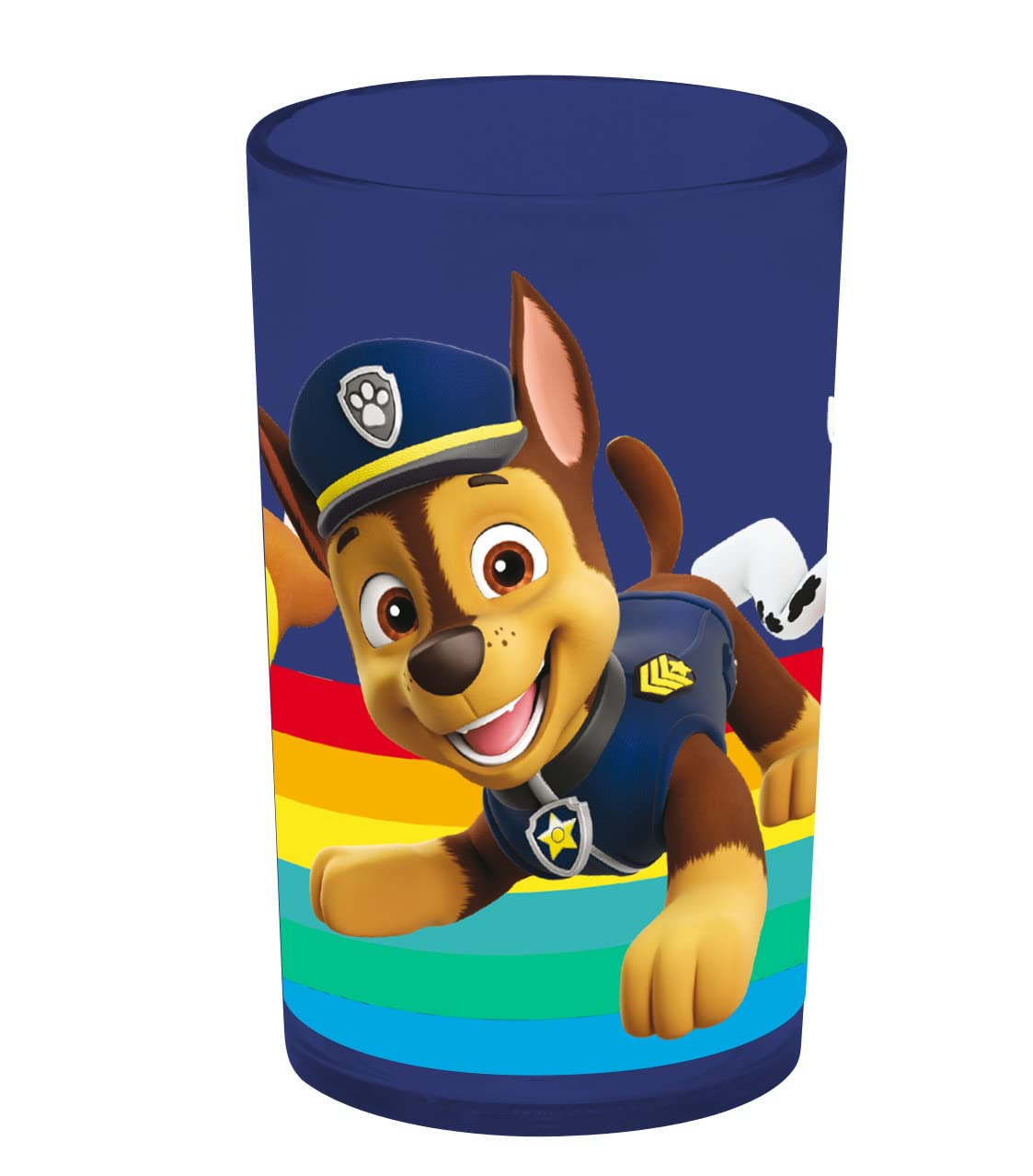 Bērnu dzeramā krūze PAW Patrol Chase 250 ml – plastmasas krūze, triecienizturīga un atkārtoti lietojama, ar attēlu bērnudārzam, skolai un lietošanai ceļā, no 3 gadu vecuma