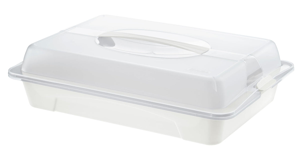 Kūku un uzkodu trauks Rotho Cool & Fresh Partybutler ar dzesēšanu, vāku un pārnēsāšanas rokturi, PP plastmasa, nesatur BPA, caurspīdīgs/balts (43.5 x 29.5 x 11.0 cm)
