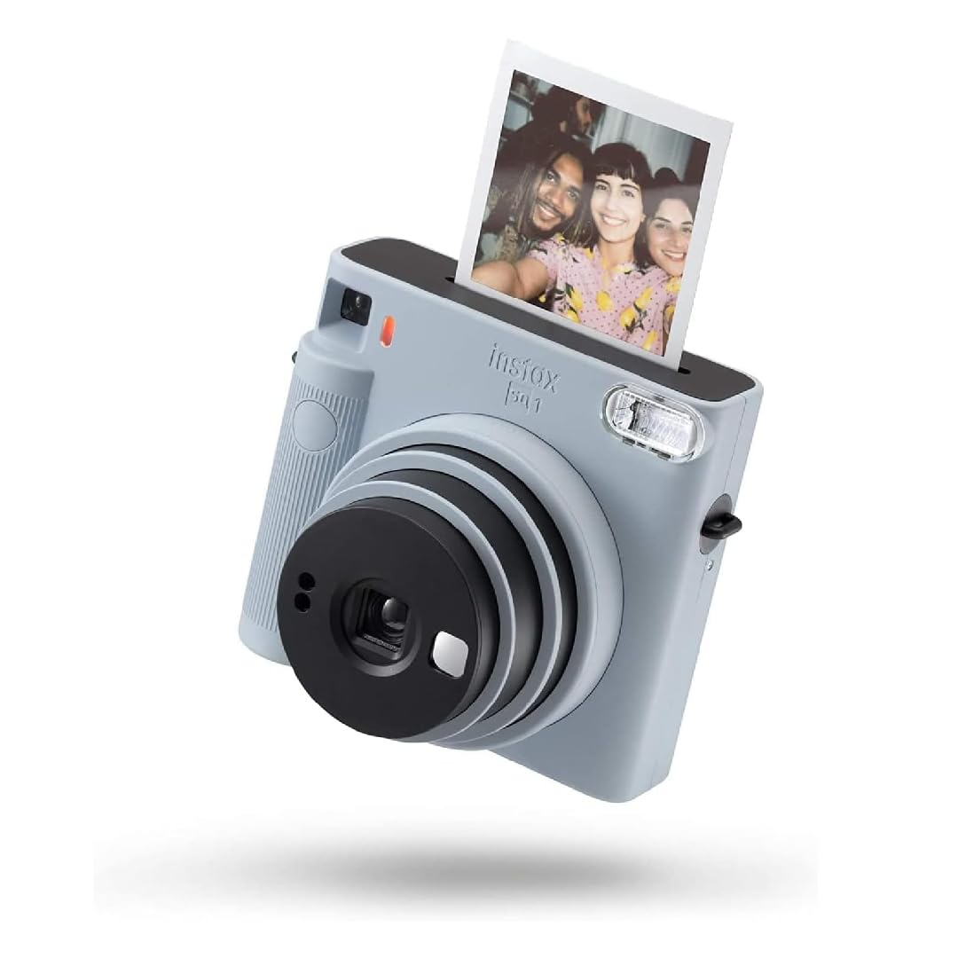 INSTAX Square SQ1 Ledus Zils - Compact instant camera with square format, easy-to-use controls, and stylish ice blue design.