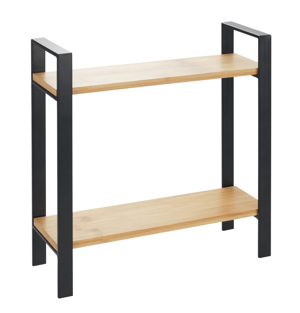 WENKO virtuves plaukts Lou, galda virsmas organizators no metāla un bambusa, 2 līmeņi, 32 x 33 x 11 cm, melns/gaiši brūns