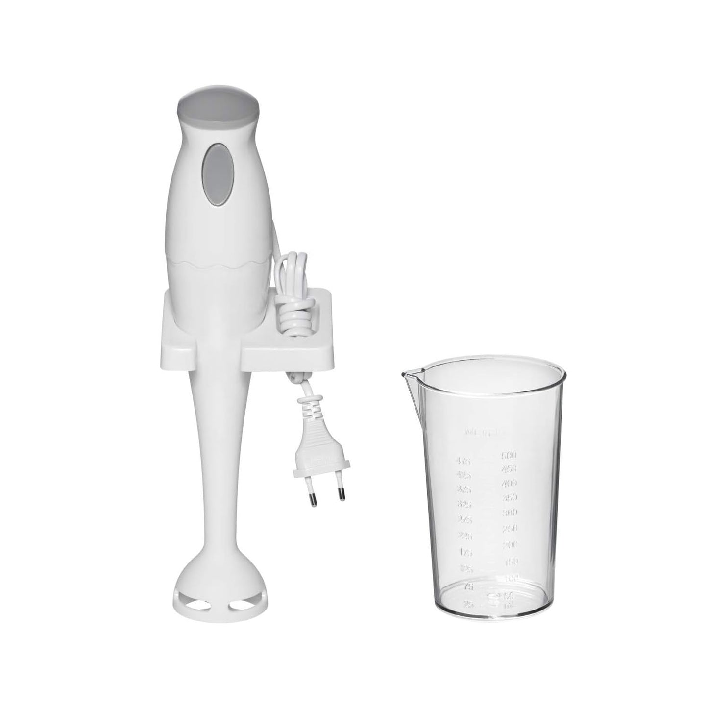 Avilia Minipimer Stabmiksējs 180 W balts ar nerūsējošā tērauda asmeni un 500 ml trauku - Ideāli piemērots smūtiju, zupu un mērču sajaukšanai un pagatavošanai - Viegli lietojams un mazgājams