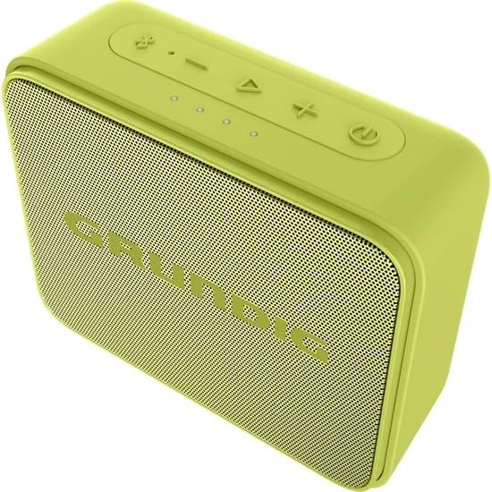 Grundig GBT Jam+ Lime Bluetooth skaļrunis, skaņas kaste, 3.5 W RMS, Bluetooth 5.0, līdz 30 m attālumam, līdz 30 stundu akumulatora darbības laiks, powerbank un brīvroku funkcija, ūdensizturīgs IPX7, zaļš