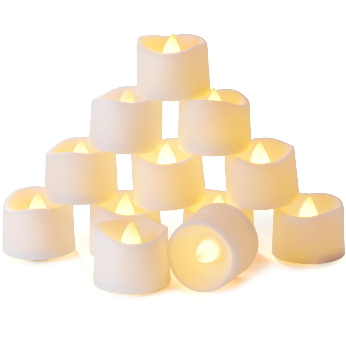 Homemory 12 led ar taimera teelaini, elektriskas mirgojošas bateriju sveces, 6 stundas ieslēgtas un 18 stundas izslēgtas, 3.2x3.6 cm, plastmasa