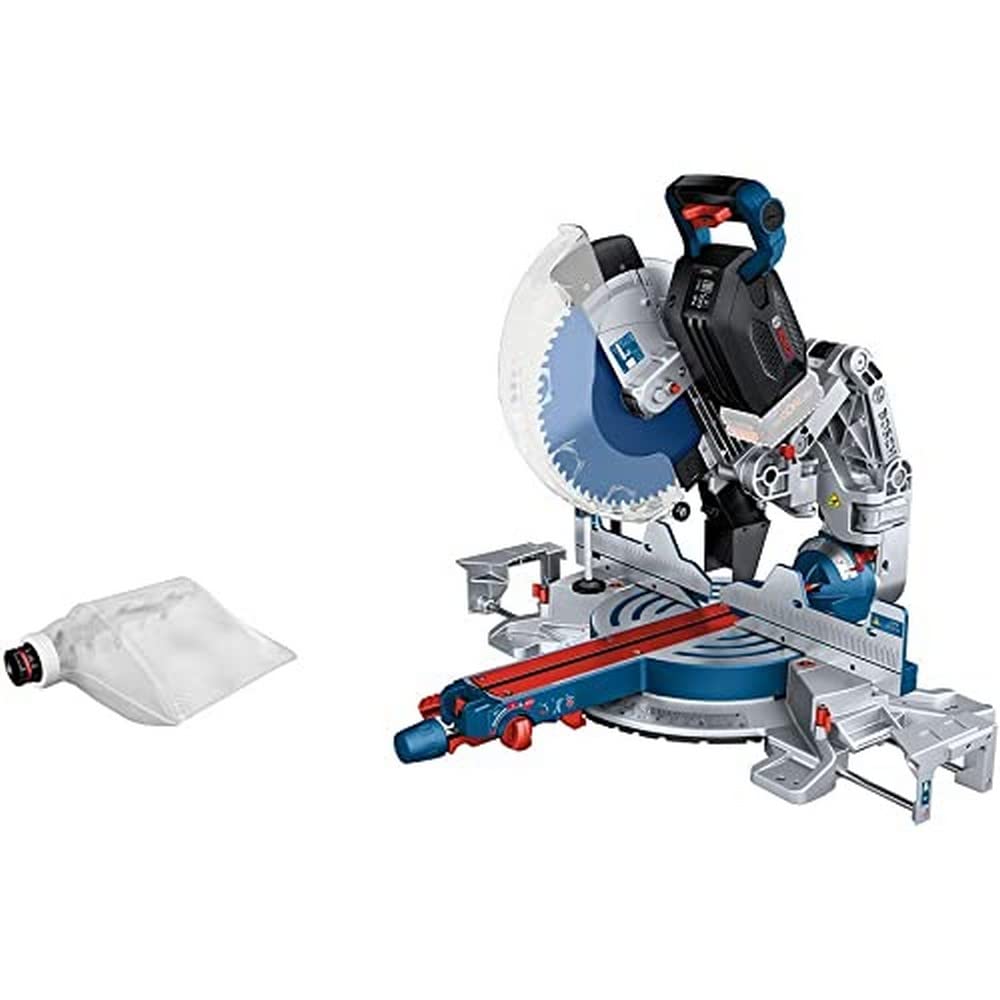 Bosch Professional 18V BITURBO leņķzāģis GCM 18V-305 GDC - iekļauts zāģa asmens, savienojamības modulis, putekļu maiss.