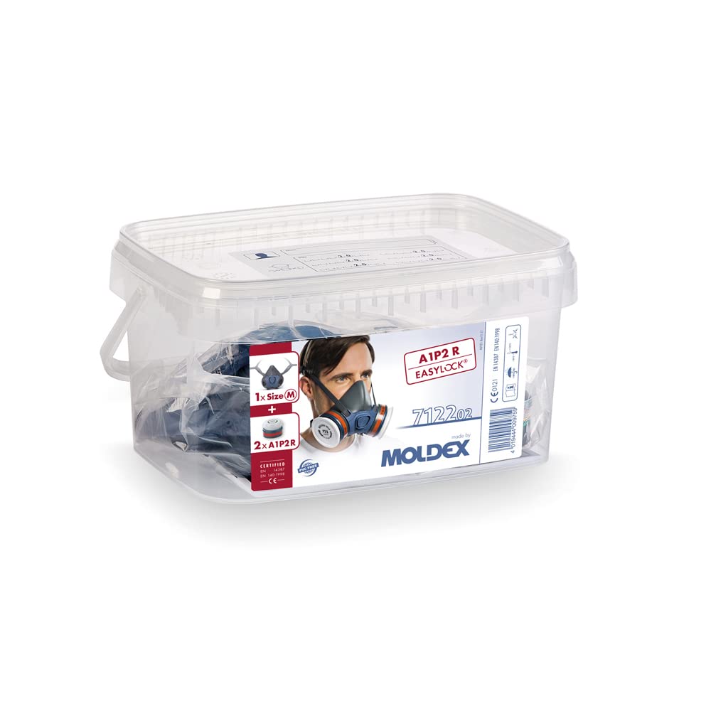 Moldex 712202 7000. sērijas TPE pusmaskas ar 2 x A1P2 R kombinēto filtru un uzglabāšanas spaini, M izmērs