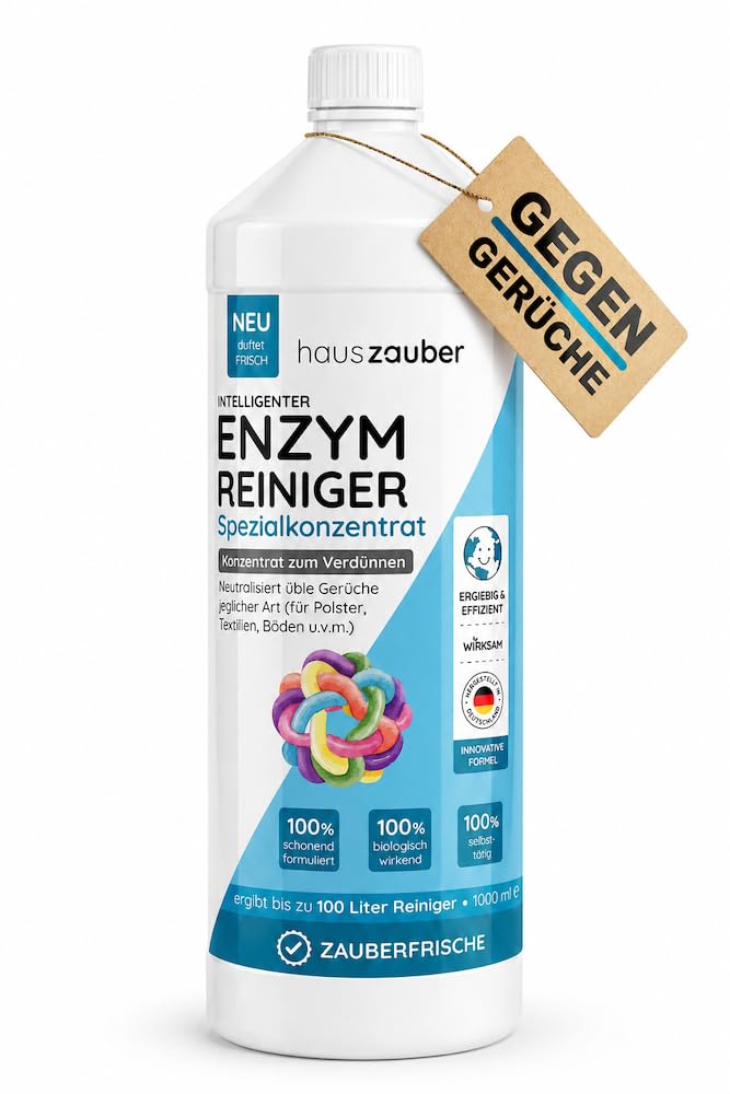 Enzīmu tīrīšanas līdzeklis koncentrāts hauszauber - spēcīgs smaku noņēmējs - 1000 ml - pret urīnu, kaķu urīnu, suņu urīnu, fekālijām - smaku neitralizētājs - Zauberfrische