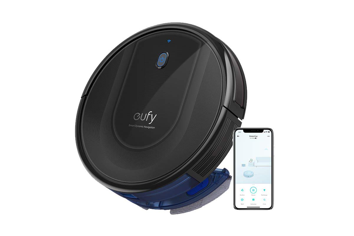 Anker Eufy RoboVac G10 Hybrid - Black, vacuum and mop combo, smart navigation, slim design, powerful suction.