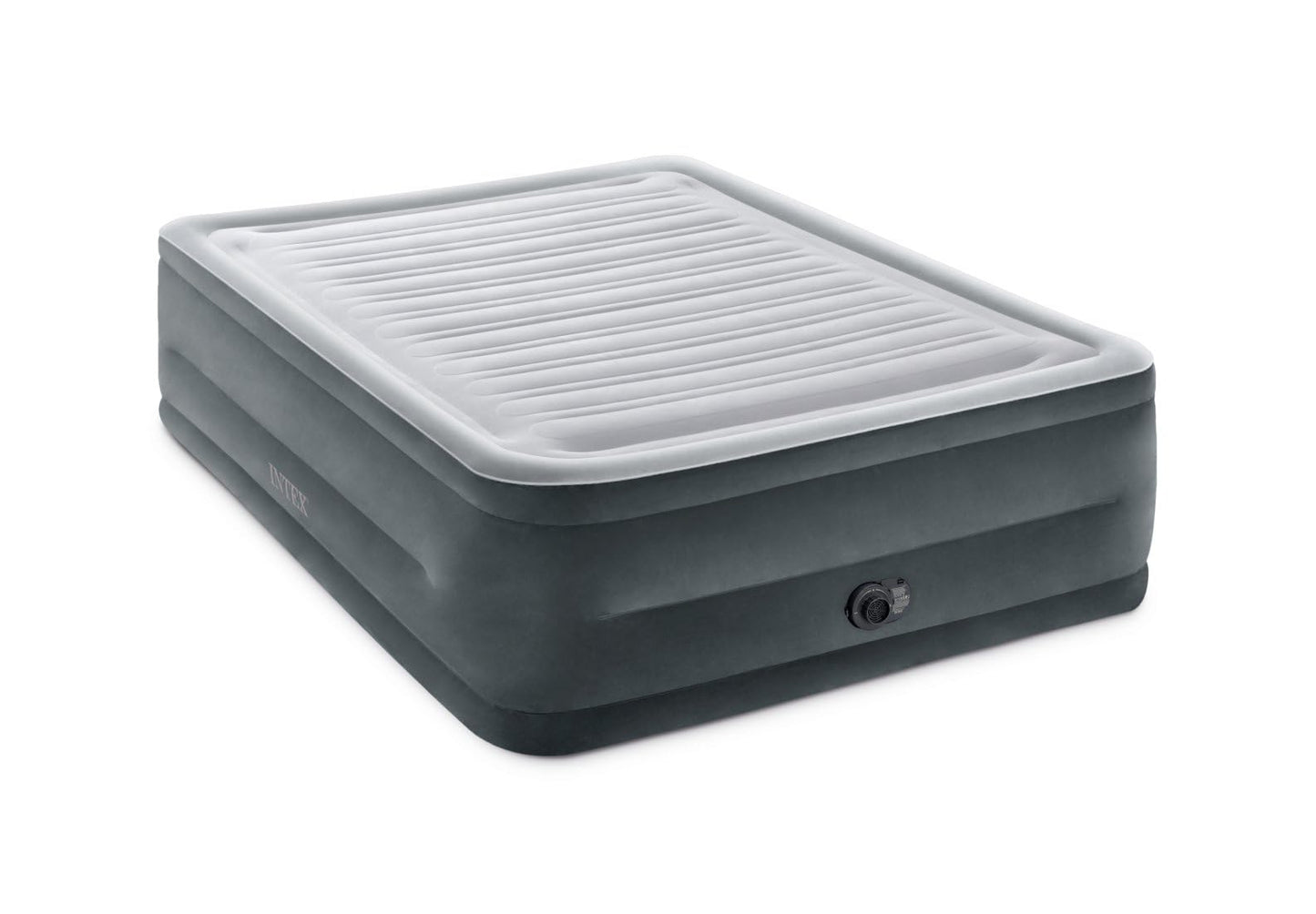 INTEX piepūšamais gultas matracis Comfort-Plush 2 personām (152×203×56 cm) max. 272 kg – ar iebūvētu elektrisko pumpi – viesu gulta, piepūšamais matracis kempingam, Fiber-Tech tehnoloģija