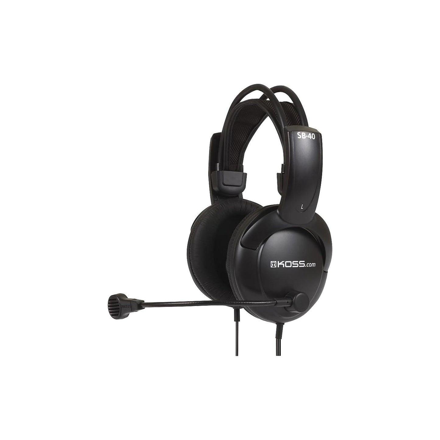 Koss SB40 Over-Ear spēļu austiņas ar mikrofonu - melnas, komfortablas, ar skaidru skaņu un regulējamu mikrofonu.