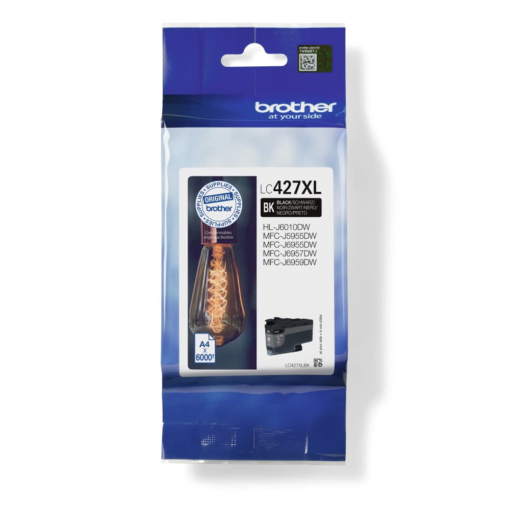Brother LC-427XLBK Black Ink Cartridge - High yield, prints up to 6,000 pages, compatible with MFC-J5955DW, MFC-J6955DW.