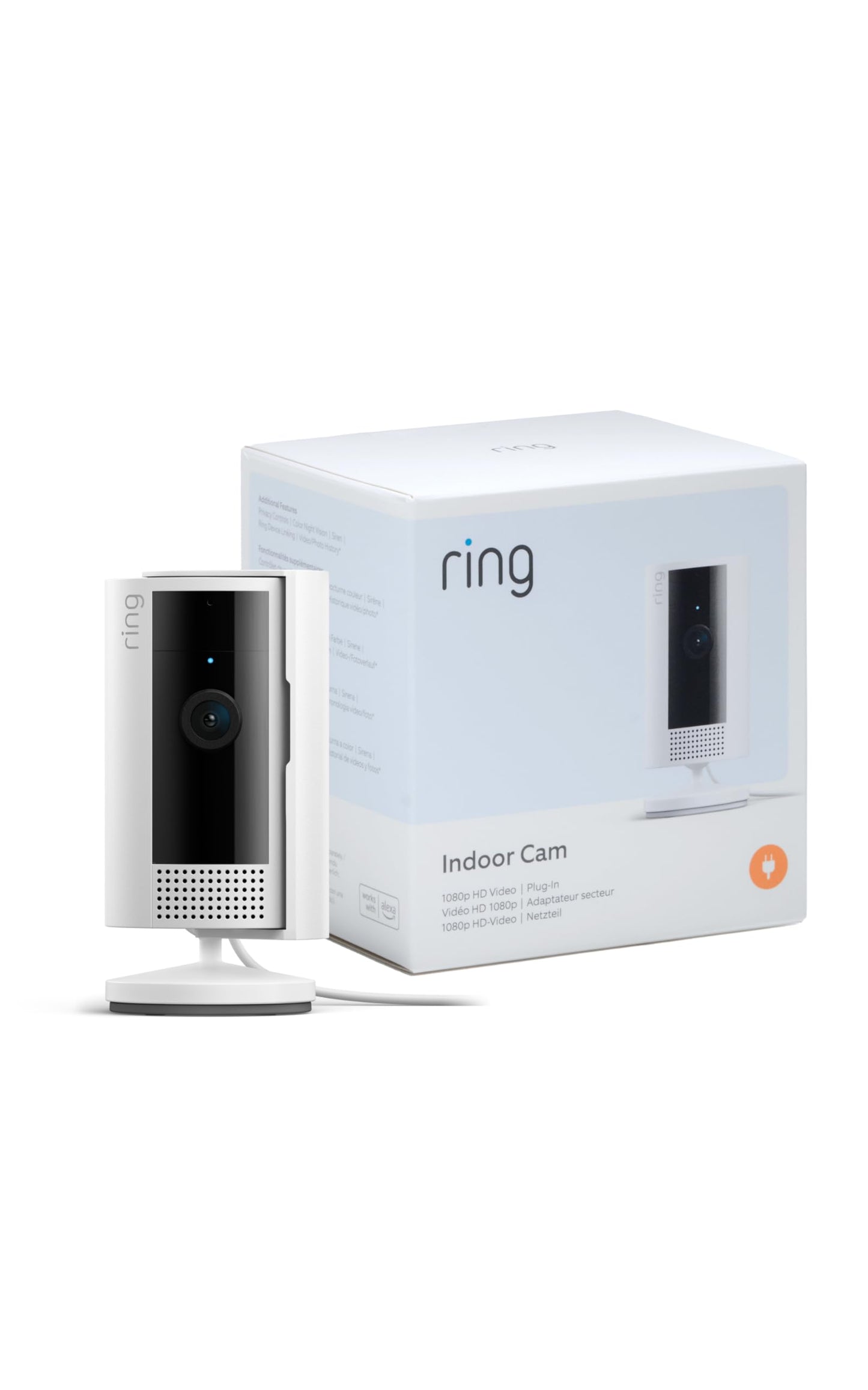 Ring iekštelpu kamera (Indoor Camera 2. paaudze) | 1080p HD drošības kamera iekštelpām | privātuma aizsegs, Wi‑Fi, ideāli piemērota mājdzīvniekiem | mini drošības kamera pašuzstādīšanai